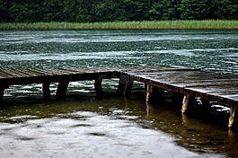 橋,雨,湖