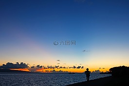 日落,晚上,夜幕降臨