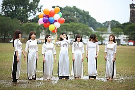 女孩,氣球,婦女