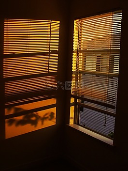 日落,窗口,陽光