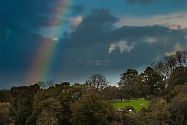 景观,诺曼底,彩虹