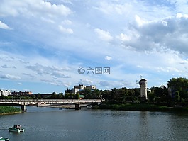 城市,橋,河