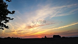 日落,天空,日出