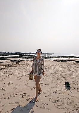 濟(jì)州,海灘,婦女