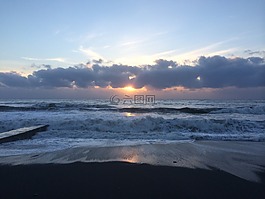 海,日落,日落的时候
