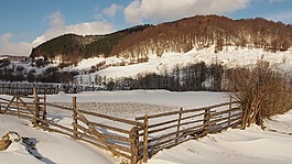 木柵欄,雪,冬天