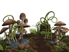 蘑菇,蘑菇的景觀,石頭