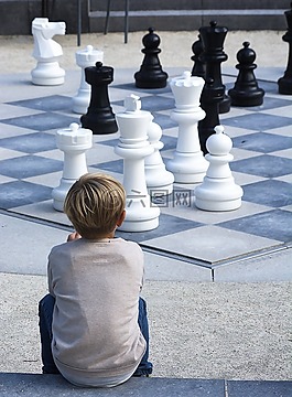 男孩,棋,黑