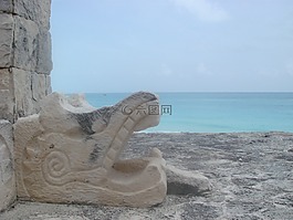 海滩,玛雅人,prehispanic