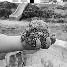 孩子,手,沙