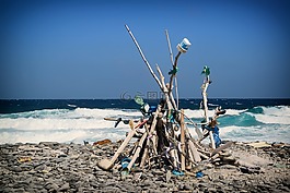 海灘,鵝卵石,海