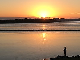 日落,河,下午