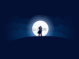 夫婦,月亮,愛