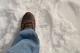 腳印,冰,冷