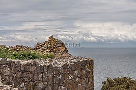 懸崖,海,山