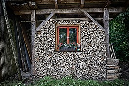 小屋,木材,堆疊