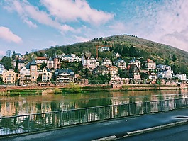 德國,河岸,建築
