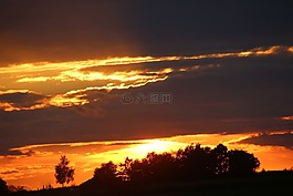 日落,太陽,abendstimmung