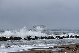 海,海灘,波