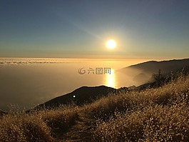 日落,海洋,懸崖