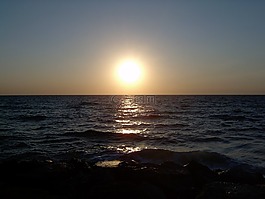 太陽,海,地平線