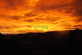 日落,天空,红色