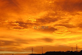 日落,天空,紅色