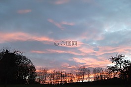 余輝,日落,傍晚的天空
