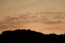 日落,云,海