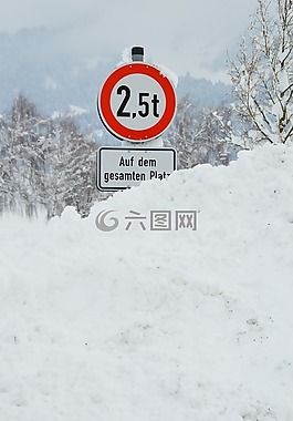 路牌,冬天,雪