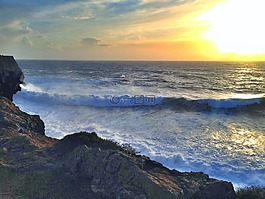 海灘,懸崖,海洋