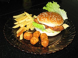 漢堡,法式炸薯條,餐