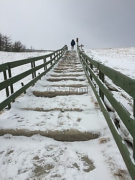 樓梯,冬季,景觀