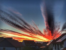 天空,余輝,日落