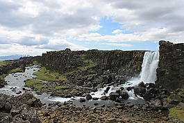 瀑布,景觀,冰島