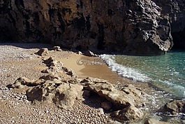 海灘,沙,石