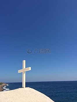 藍(lán)天,十字架,希臘