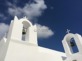 教堂,白色,蓝天