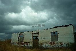 廢墟,云,老