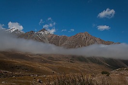 山,雪,云