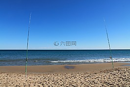 海灘,景觀,自然