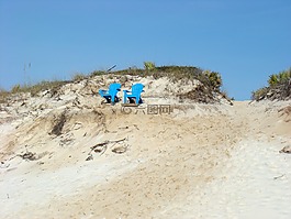 海灘,椅子,沙