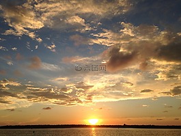 日落,云,天空