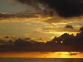 日落,冲绳,海