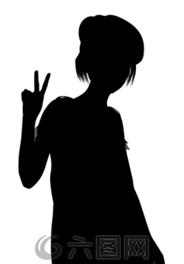 剪影,女孩,年輕