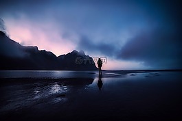 冰島,景觀,剪影