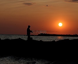 日出,漁夫,太陽