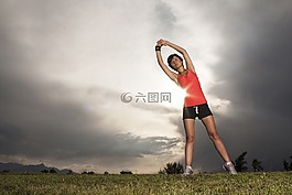 婦女,體育,橙色