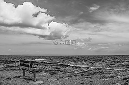 長凳,海灘,海