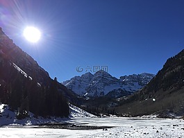 日落,斯諾馬斯,山